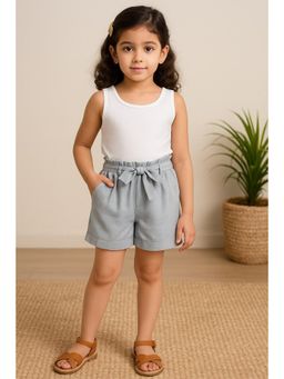 Miyo - Girls Solid High-Rise Casual Summer Shorts-Grey