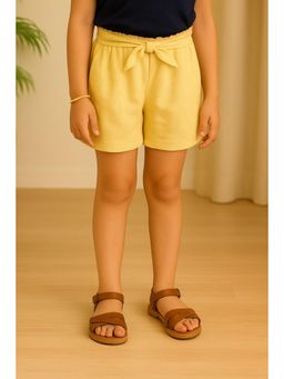 Miyo - Girls Solid Tie-Up Lightweight Casual Summer Shorts-Yellow
