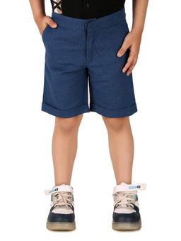 Miyo - Boys Solid Mid-Rise Smart Casual Everyday Shorts-Blue