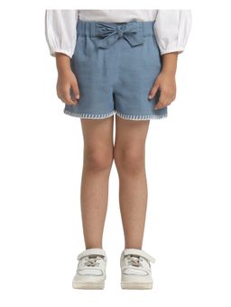Miyo - Girls Solid Tie-Up Casual Everyday Summer Shorts-Blue