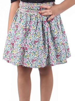 Miyo - Girls Floral Printed Flared Stylish Everyday Skirt-Multi-Color