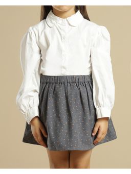 Miyo - Girls Polka Dot Flared Soft Casual Skirt-Grey