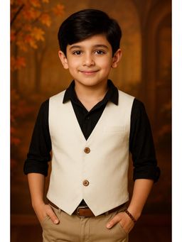 Miyo - Boys Solid Casual Smart Occasion Wear Waistcoat-White