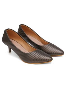 SHUZ TOUCH - Textured Kitten Heel Pumps - Grey