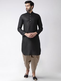 KISAH - Men Black Kurta and Dhoti (Set of 2)