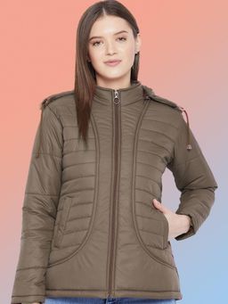 Vero Amore - Women Olive Winterwear Hooded Puffer Jacket