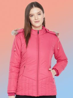 Vero Amore - Women Pink Winterwear Hooded Puffer Jacket