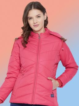 Vero Amore - Women Pink Winterwear Hooded Puffer Jacket