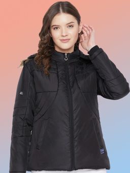 Vero Amore - Women Black Winterwear Hooded Puffer Jacket