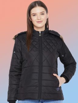 Vero Amore - Women Black Winterwear Hooded Puffer Jacket