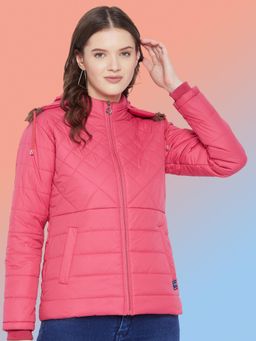 Vero Amore - Women Pink Winterwear Hooded Puffer Jacket