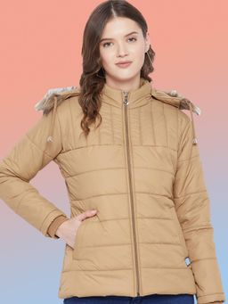Vero Amore - Women Brown Winterwear Hooded Puffer Jacket
