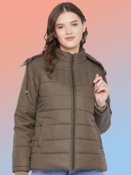 Vero Amore - Women Olive Winterwear Hooded Puffer Jacket
