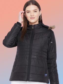 Vero Amore - Women Black Winterwear Hooded Puffer Jacket