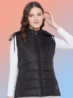 Vero Amore - Women Black Winterwear Hooded Puffer Jacket