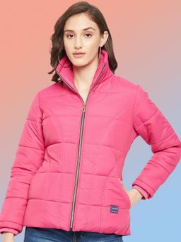 Vero Amore - Women Pink Winterwear High Neck Puffer Jacket