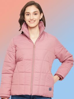 Vero Amore - Women Rose Gold Winterwear High Neck Puffer Jacket