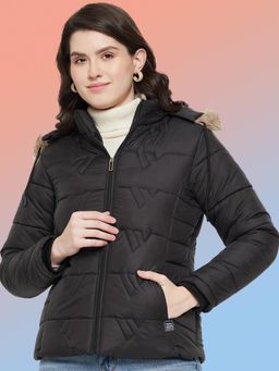 Vero Amore - Women Black Winterwear Hooded Puffer Jacket