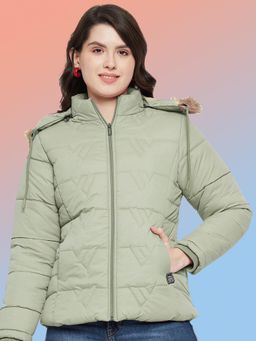 Vero Amore - Women Green Winterwear Hooded Puffer Jacket