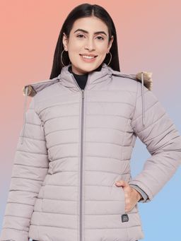 Vero Amore - Women Grey Winterwear Hooded Puffer Jacket