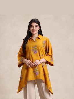 Sarvaa by Kriti - Mustard Floral Printed Tunic