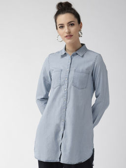 Xpose - Women Blue Regular Fit Solid Casual Shirt