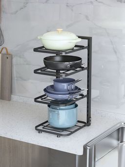 Plantex - Buckle Type Pot Rack 4 layer Black