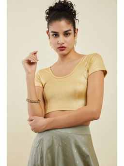 Soch - Gold Cotton Spandex Prince Cut Blouse