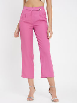 Madame - Women Pleated Cropped Culottes Pink