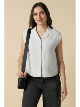 Allen Solly - Grey Viscose Rayon Regular Cap Shirt