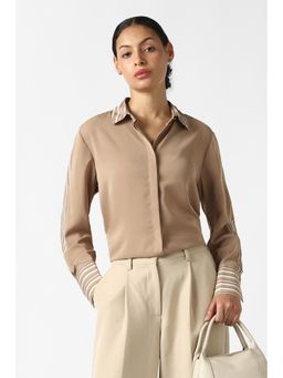 Van Heusen - Beige Polyester Regular Full Sleeves Shirt