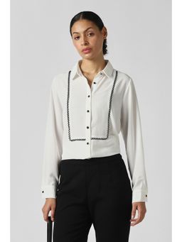 Van Heusen - White Polyester Regular Full Sleeves Shirt