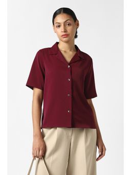 Van Heusen - Maroon Polyester Regular Half Sleeves Shirt