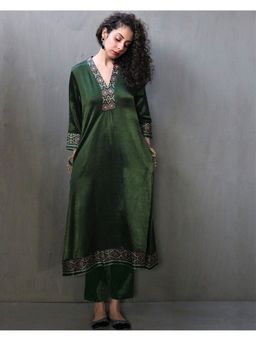 Chidiyaa - Aranya Handprinted Mashru Silk Kurta Set