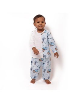 Bhaakur - Elephant Clan Muslin Full Sleeves Jhabla Top with Pyjama (Set of 2)