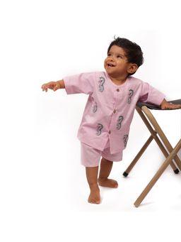 Bhaakur - Seahorse Embroidery Jhabla Top with Shorts (Set of 2)