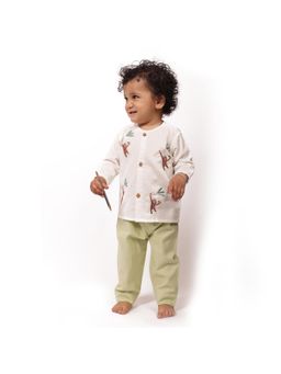 Bhaakur - White Organic Cotton Full Sleeves Jhabla Top with Pyjama (Set of 2)