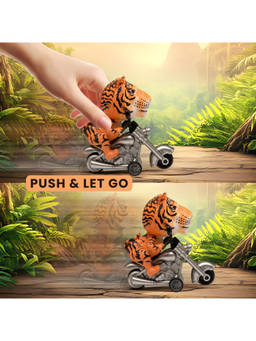 Joy Junction - Jungle Riders Friction Powered Tiger Toy Bike with Animal Figure