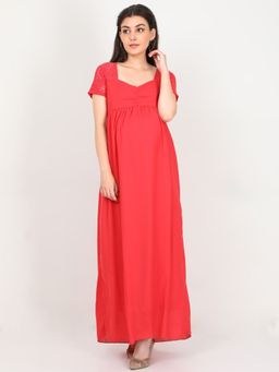 The Mom Store - Scarlet Red Lace Maternity Gown