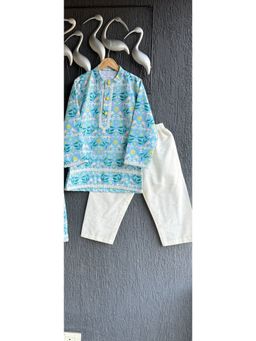 The Little Tales - Cotton Relaxed Mid Waist Mandarin Neck Kurta With Pyjama