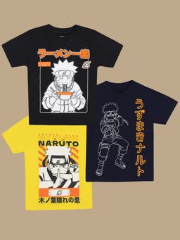 Kidsville - Official Naruto Cotton Regular Round Neck T-Shirt (Pack of 3)