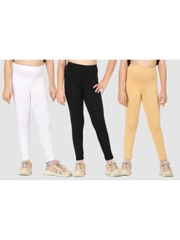 ZION - Cotton Lycra Skinny Mid Waist Leggings (Pack of 3)