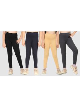 ZION - Cotton Lycra Skinny Mid Waist Leggings (Pack of 4)