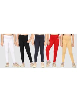 ZION - Cotton Lycra Skinny Mid Waist Leggings (Pack of 5)