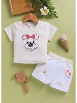 Toonyport - Cotton Regular Mid Waist Round Neck Shorts With Top