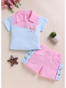 Toonyport - Cotton Regular Mid Waist Collar Neck Shorts With Top