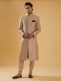 R R Blue - Peach Silk Achkan