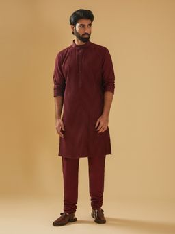 R R Blue - Men Wine Silk Kurta