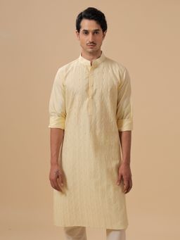 R R Blue - Men Yellow Raw Silk Kurta