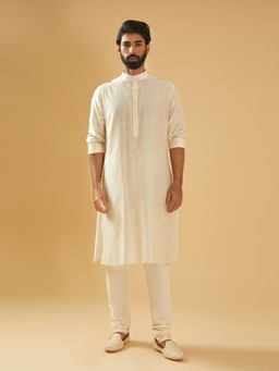 R R Blue - Men Off White Raw Silk Kurta